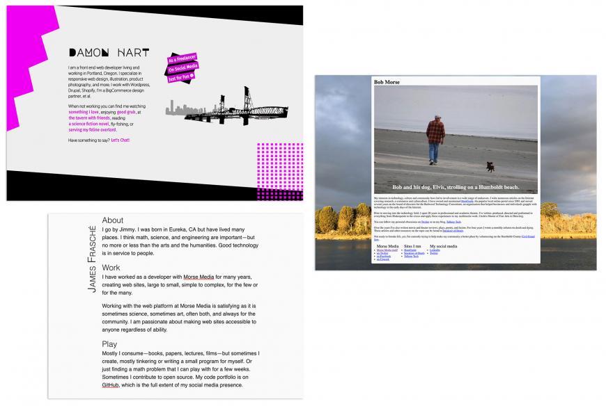 Screenshots of Morse Media's personal business card microsites